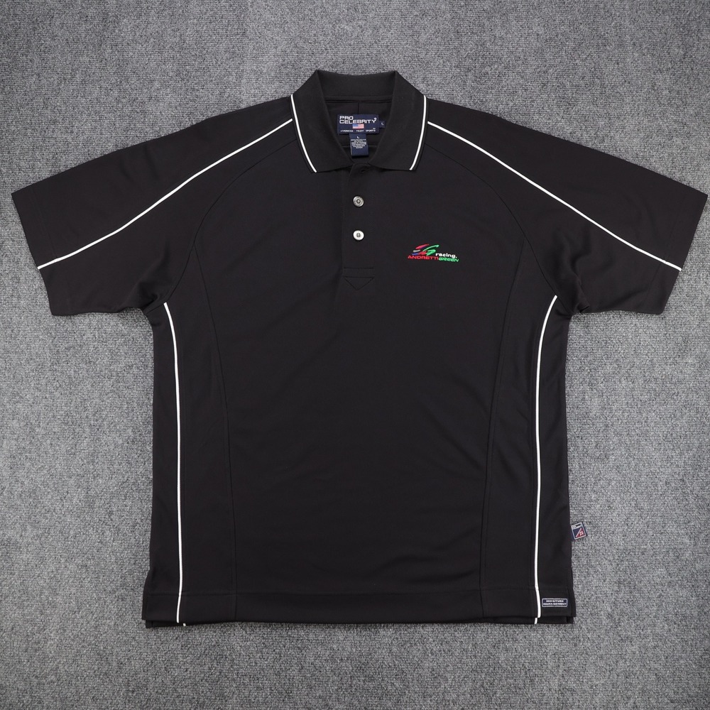 Andretti‎ Green Racing Pro Celebrity Polo Shirt Mens Large Black Moisture Wick L